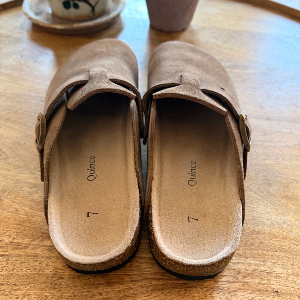 Quince Water Repellent Suede Clog Mule - Cafe Size 7 - Picture 4 of 5
